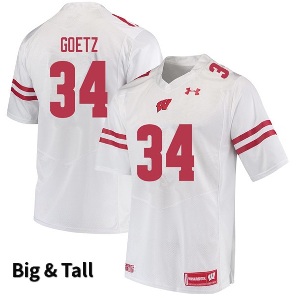Wisconsin Badgers Men's #34 C.J. Goetz NCAA Under Armour Authentic White Big & Tall College Stitched Football Jersey VW40E66HO